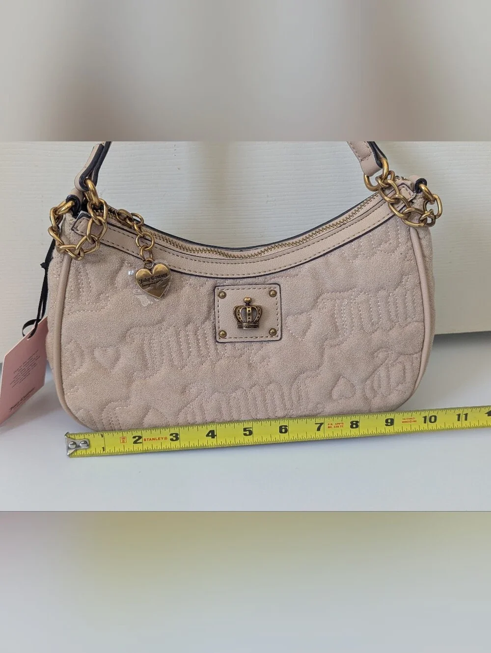 NEW! JUICY COUTURE Totally Juicy Shoulder Bag in Buff Beige HOBO Top Zip -NWT